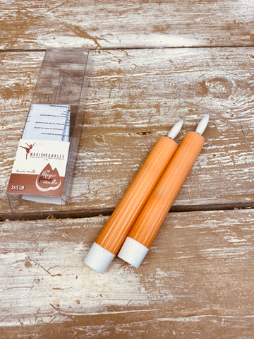 Led kaarsen, zalm/oranje, excl. AAA batterijen met timer, per 2 stuks