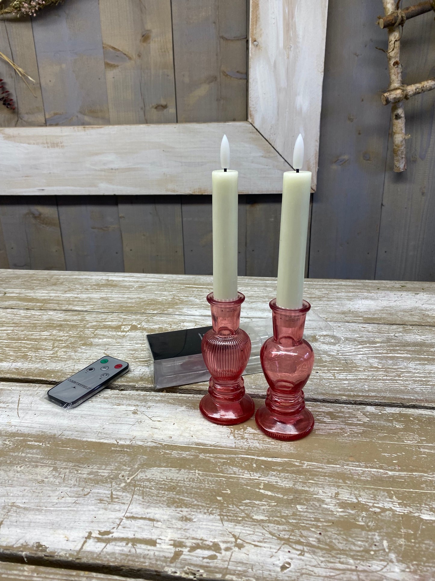 Led kaarsen, creme/wit, excl. AA batterijen met afstandsbediening, per 2 stuks