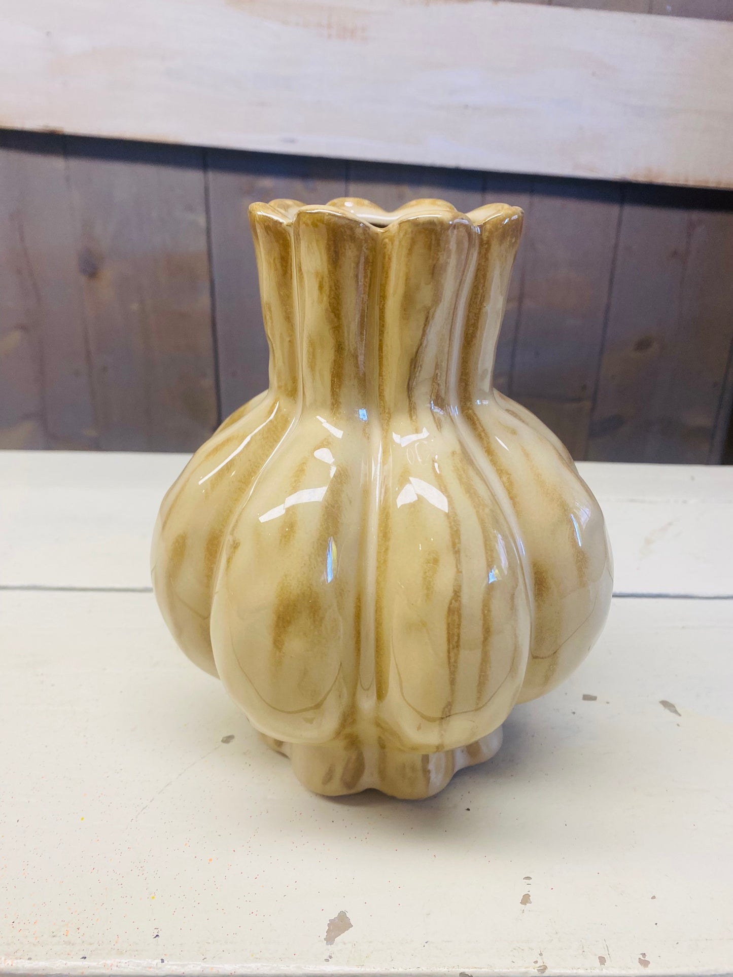 Vaas, Beige, keramisch, Elro, H20cm en D ±16cm, per stuk