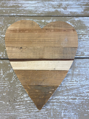 Hart hout naturel met gaatjes aan zijkant, per stuk, L32 Br26cm
