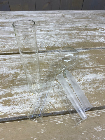 Setje van 5 div. Reageerbuizen en 1 bolletje glas, per 6stuks