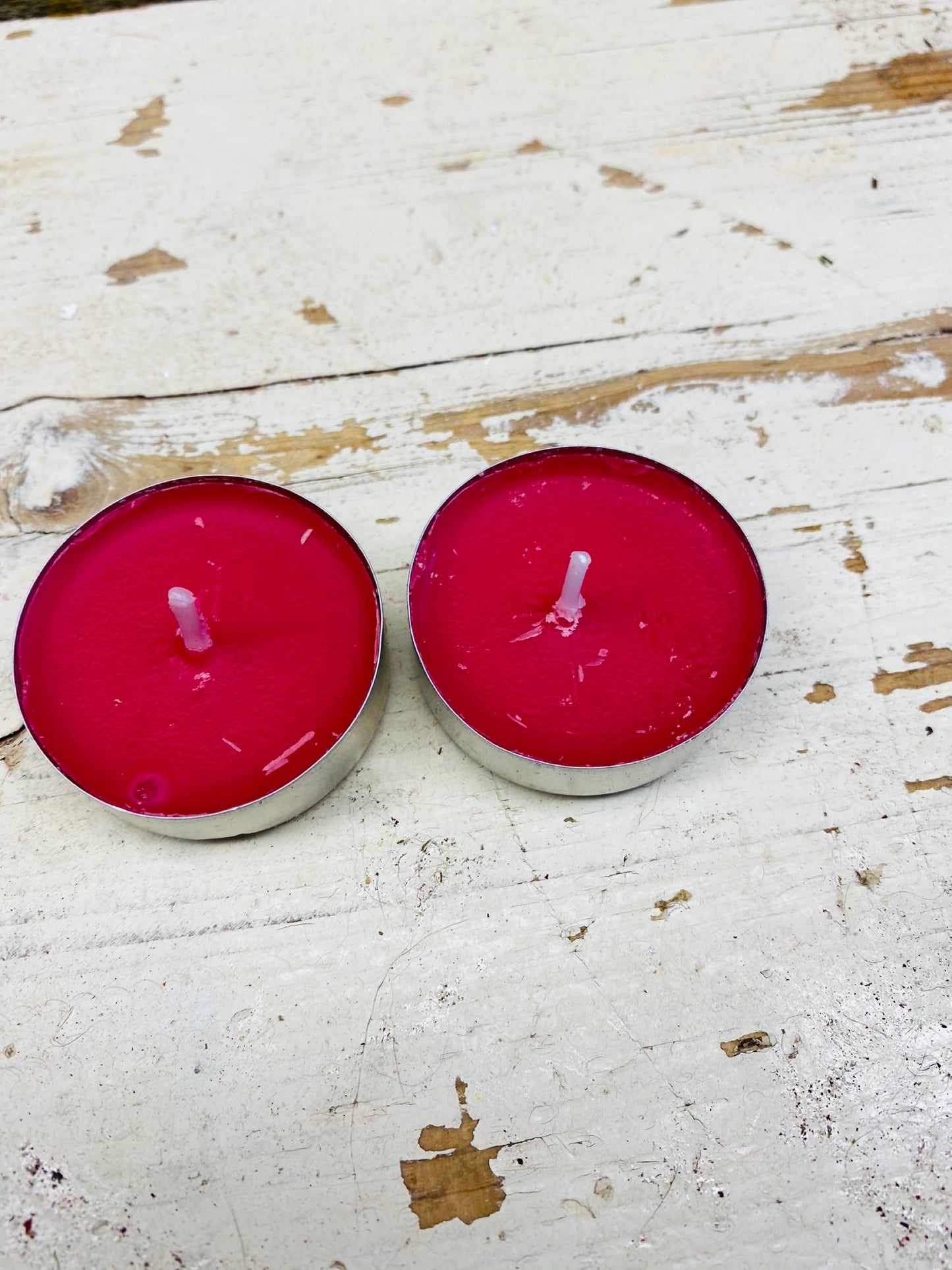 Theelicht cups, rood kaarsje, per 2 stuks