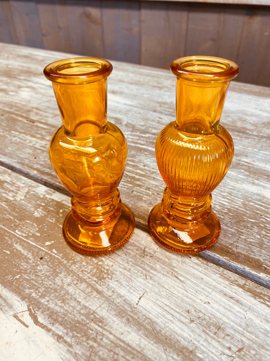 Glazen vaasje, H12cm, D3,5cm, oranje, per stuk, assortiment