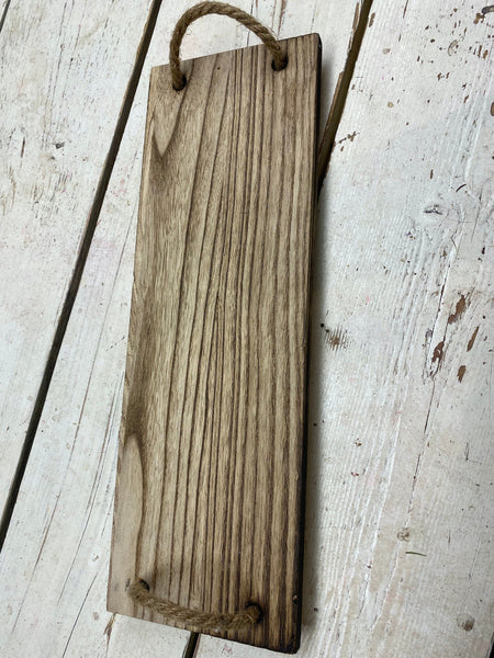 Houten plank met touw handvatten aan uiteinden, L35cm, per stuk