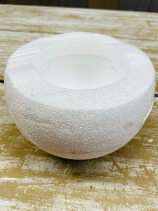 Tempex, styropor, hele bol /vaasje met opening aan bovenkant,  15cm doorsnee