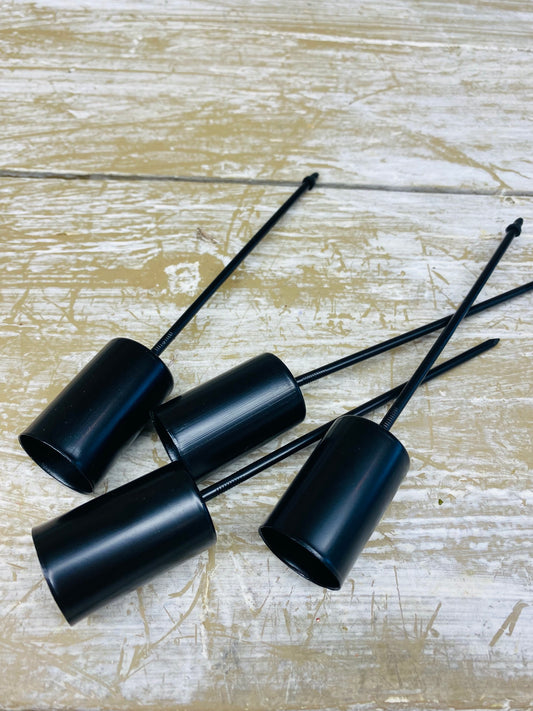 Kaars houder/ kandelaar, zwart metaal, diner kaars, per 4 stuks, L12cm D2,5cm