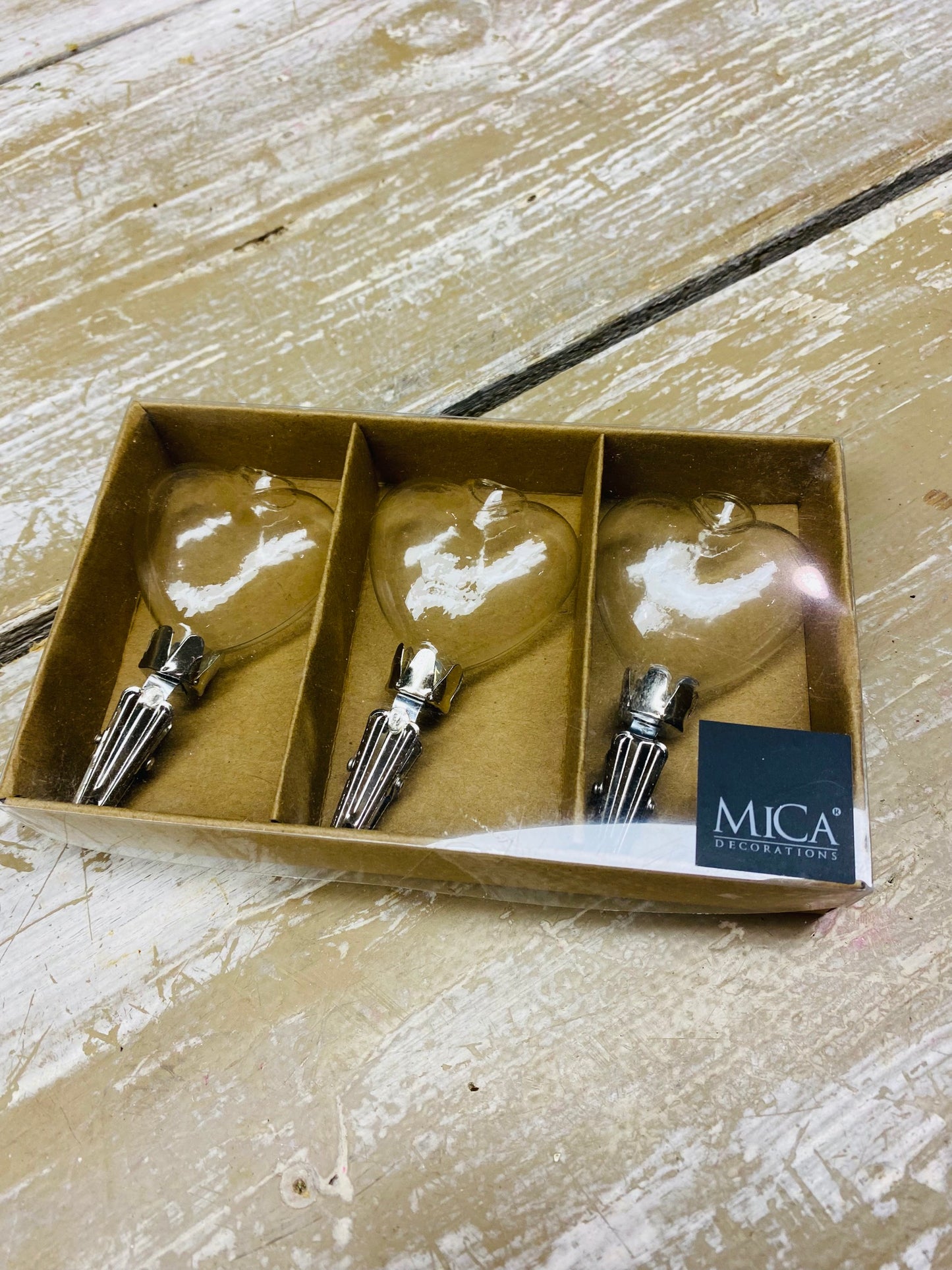 Glazen hartjes vaasje met klip, per stuk, H5cm (glas)