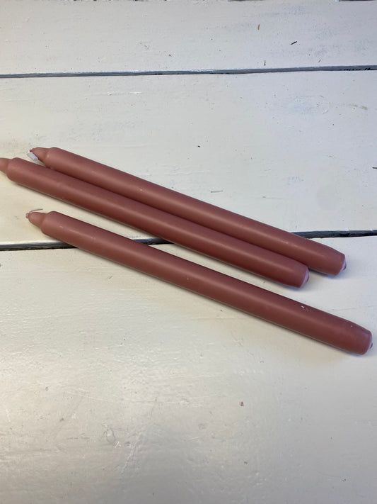 3 Diner kaarsen, oud roze, L30cm, per 3stuks