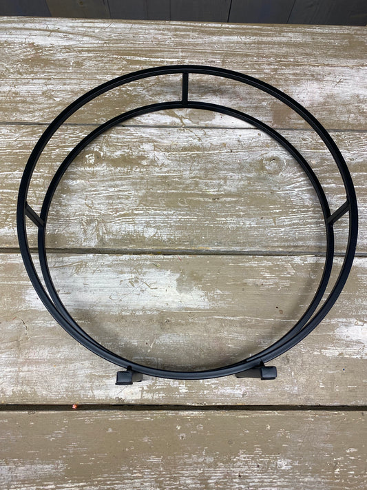 Dubbel rond/ring frame op voet, zwart metaal, D40cm, Br8cm, per stuk