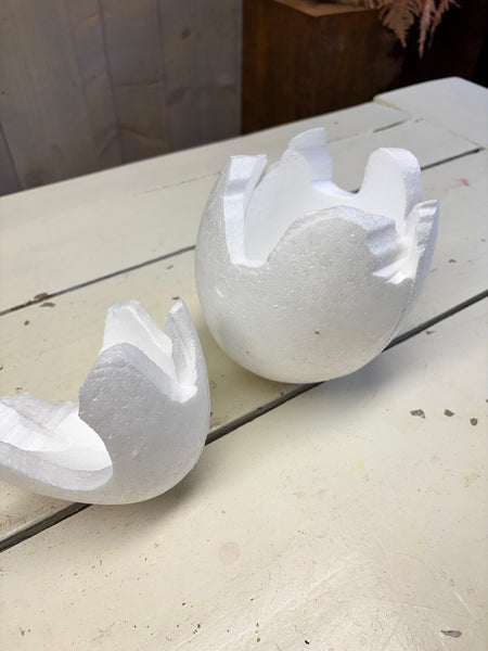 Tempex, styropor, ei, dop en onderkant, L21cm, per stuk