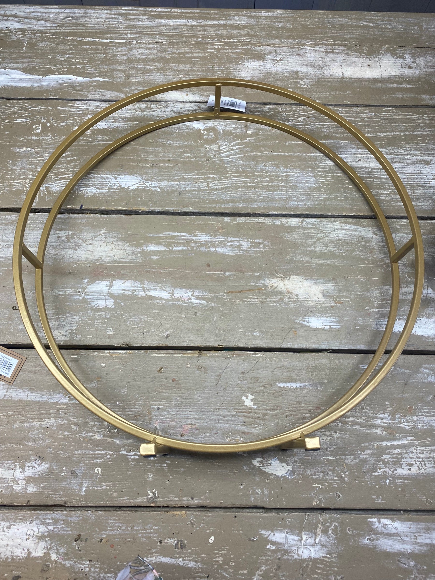 Dubbel rond/ring frame op voet, goud metaal, D50cm, Br8cm, per stuk