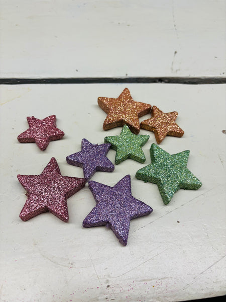 Kerst sterretjes,Piepschuim/tempex, pasteltinten, per 8stuks ass.