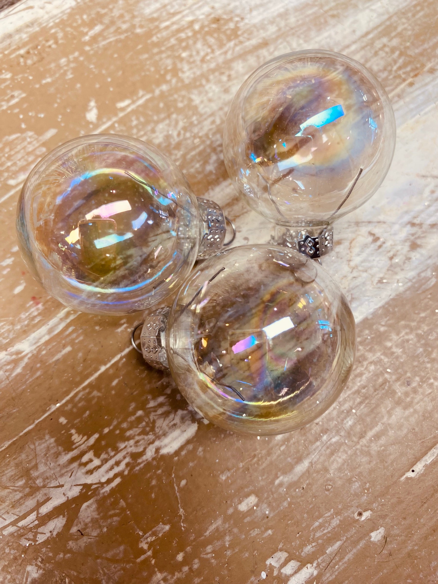 Kerstballen, middel, doorzichtig glas, per 3stuks