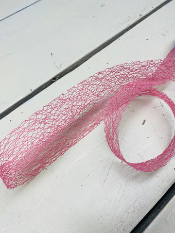 Lint opengewerkt, roze, Br30mm, per 1mtr