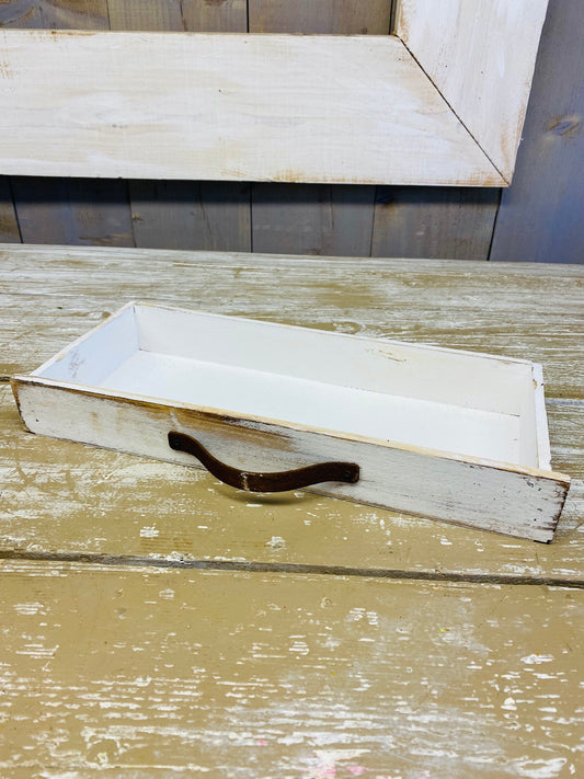Houten Lade 38x18x5cm, white wash, per stuk