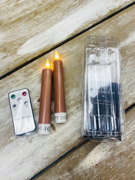 Led kaarsen, taupe, excl. AA batterijen met afstandsbediening, per 2 stuks