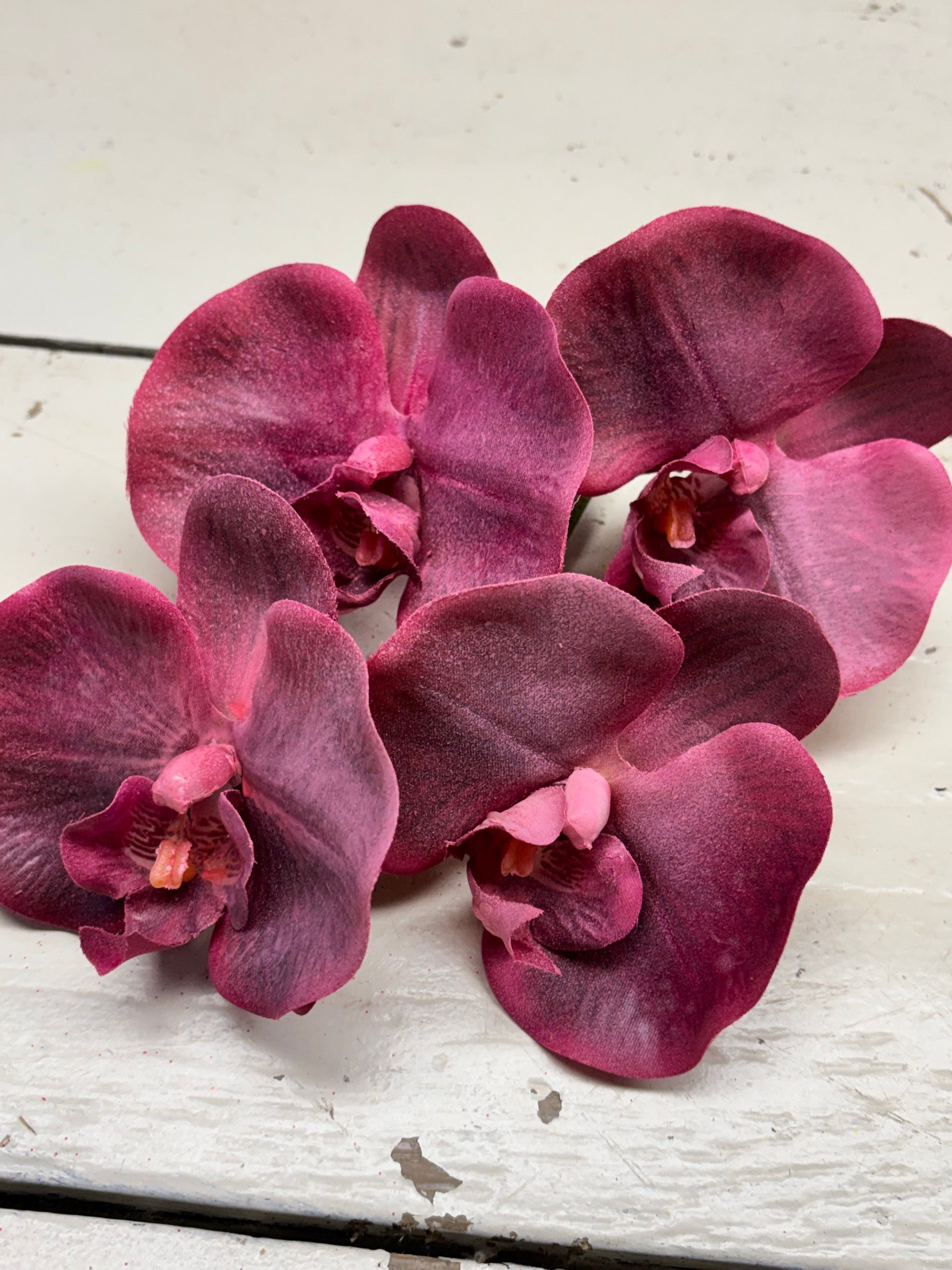 Zijden Orchidee bloem, Phalaenopsis bloem, roze/rood, per ±4 BLOEMEN