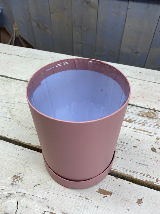 Hoedendoos, roze, karton met plastic container, D13cm H17cm, per stuk