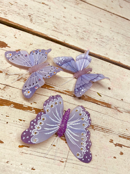 vlinder plastic, lila, assortiment, per stuk