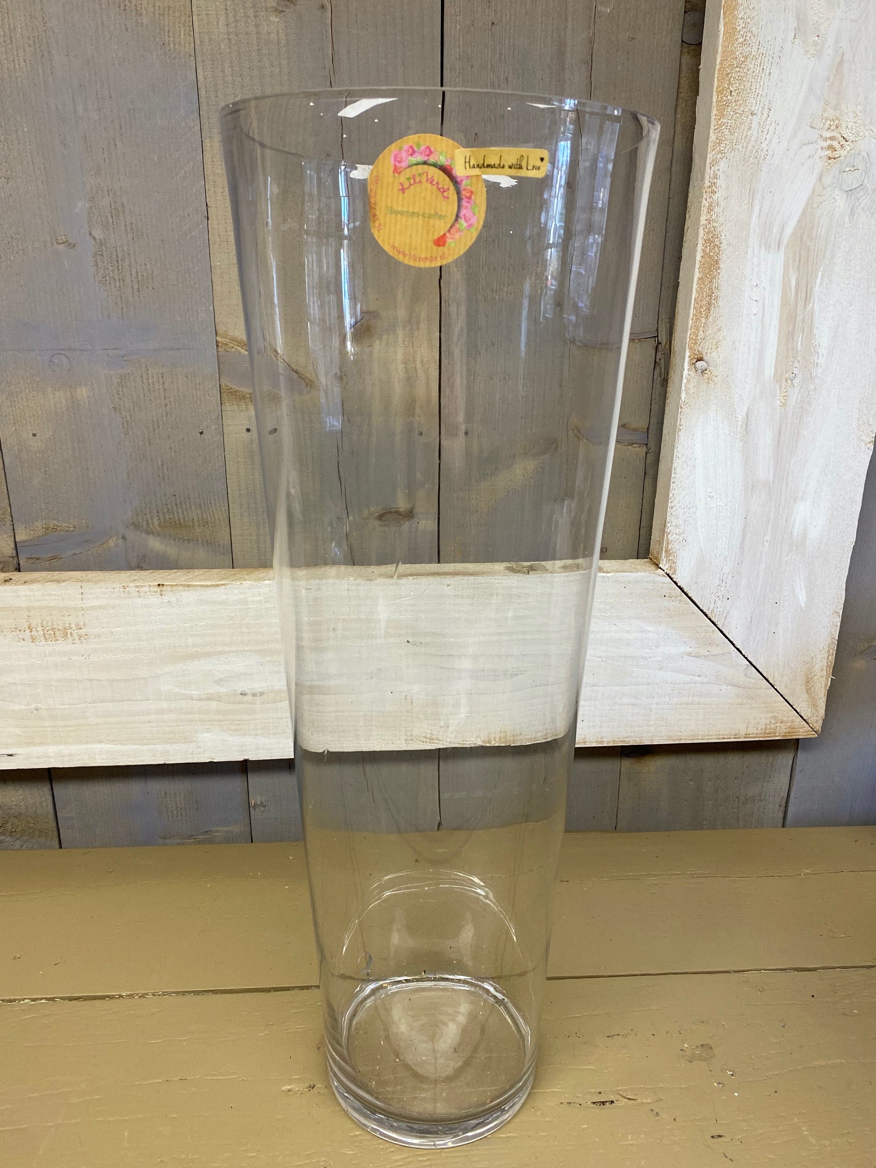 Glazen vaas, cylinder, H60cm, D20cm, per stuk