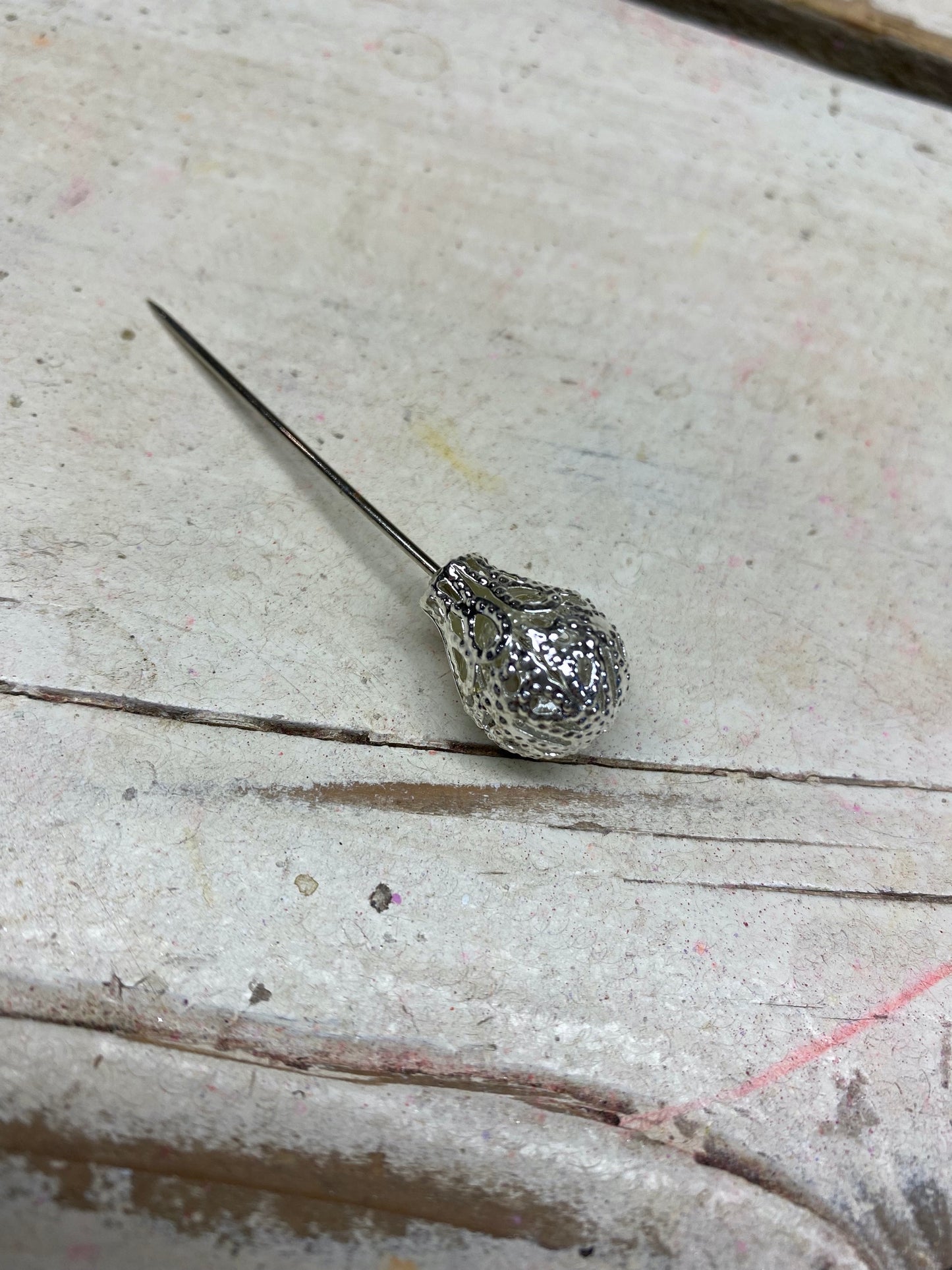 Parel speld kop, zilver, per stuk