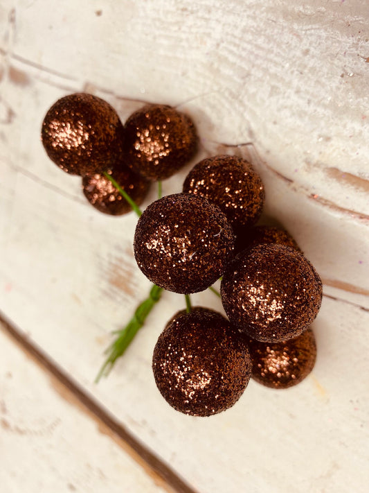 Kerst bolletjes, piepschuim/tempex, koper, per tros 10 stuks