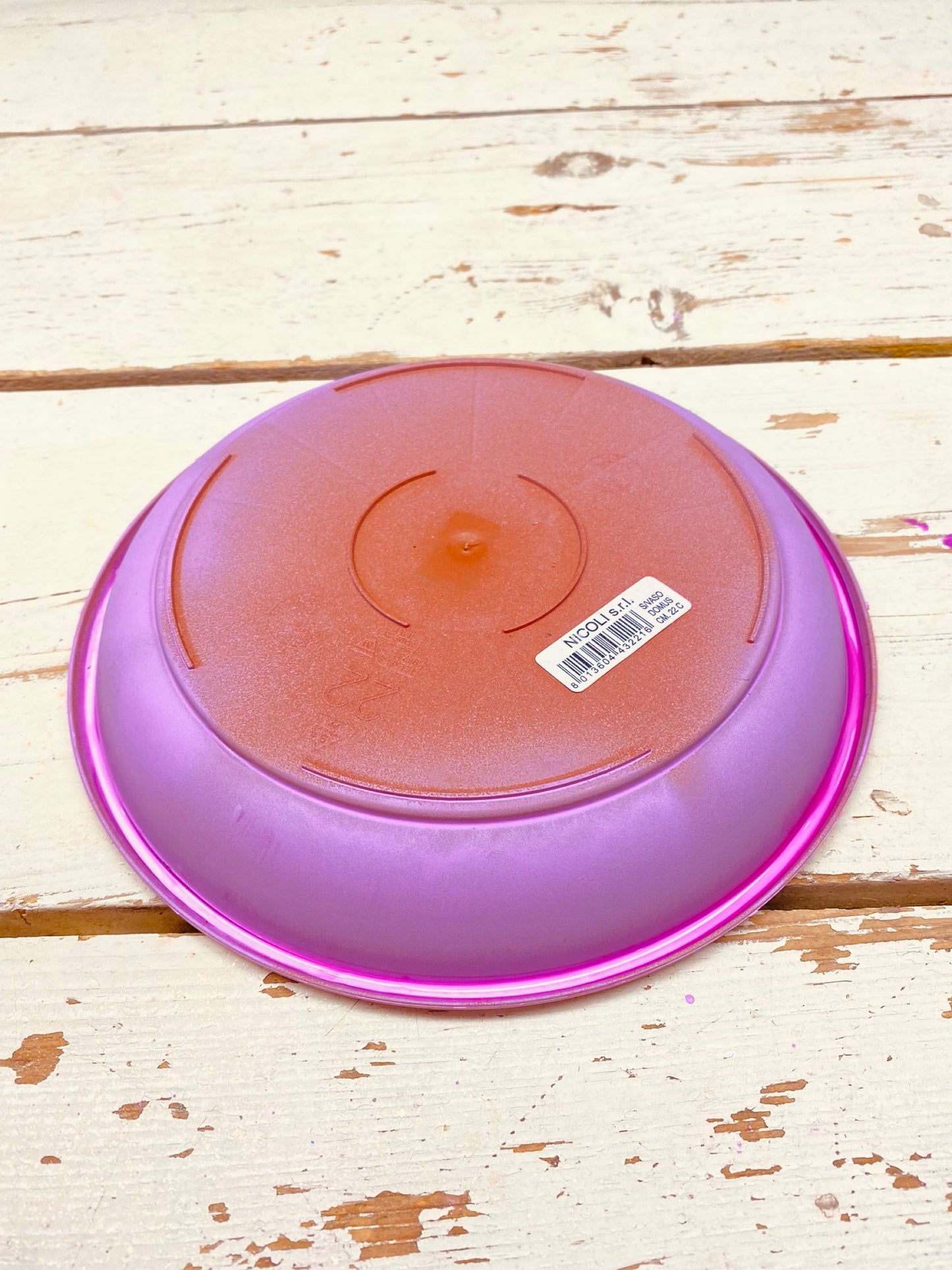 Water schotel, roze geverfd, D22cm , per stuk