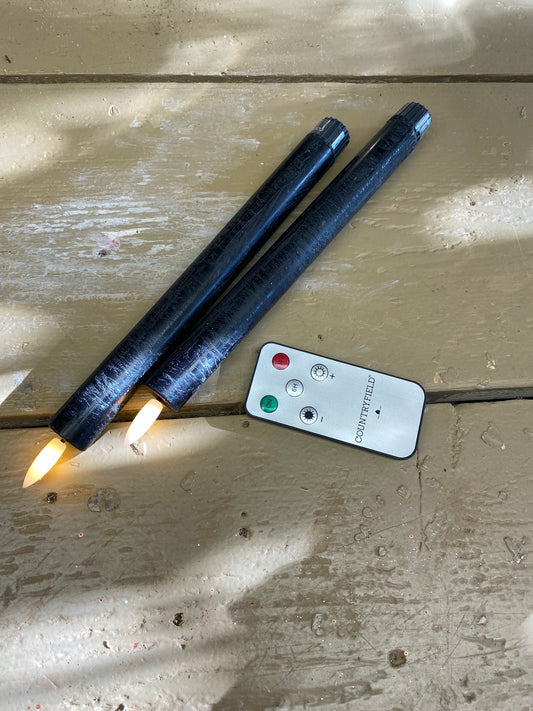Led kaarsen, zwart, excl. AA batterijen met afstandsbediening, per 2 stuks