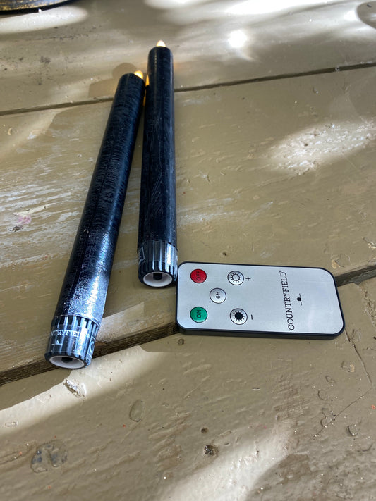 Led kaarsen, zwart, excl. AA batterijen met afstandsbediening, per 2 stuks