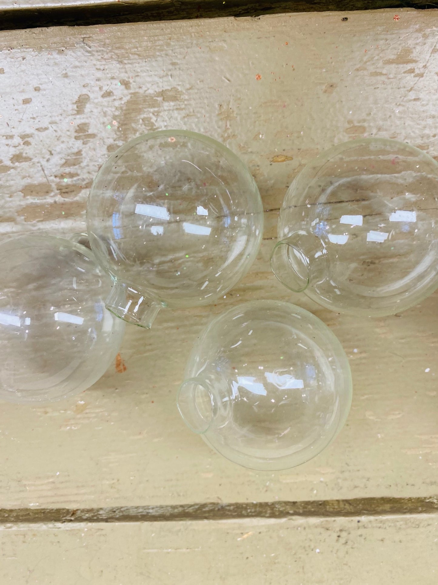 Kerstballen, middel, doorzichtig glas, per 4 stuks