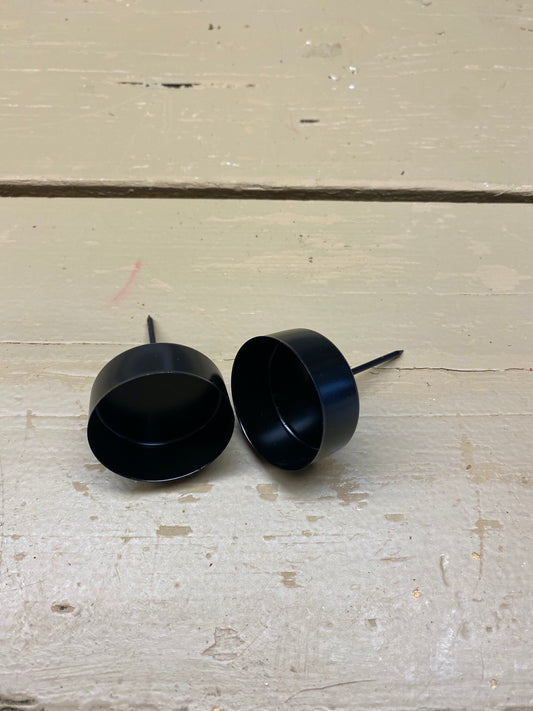 Theelicht houder, zwart ijzer, op pin, per 2 stuks