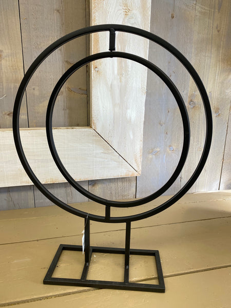 Dubbele, beweegbare ring frame, zwart metaal / ijzer, per stuk, H50cm, Br39cm