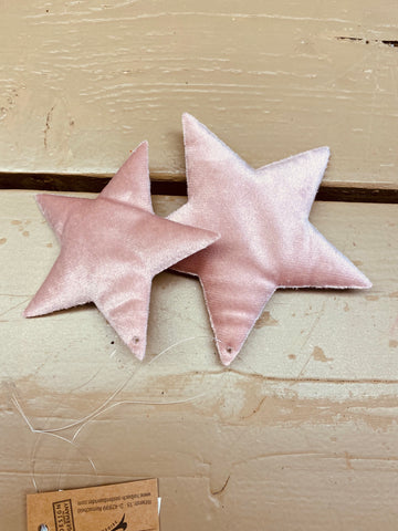 Ster fluweel, zacht roze, per 2 stuks, 8,5 bij 10,5cm