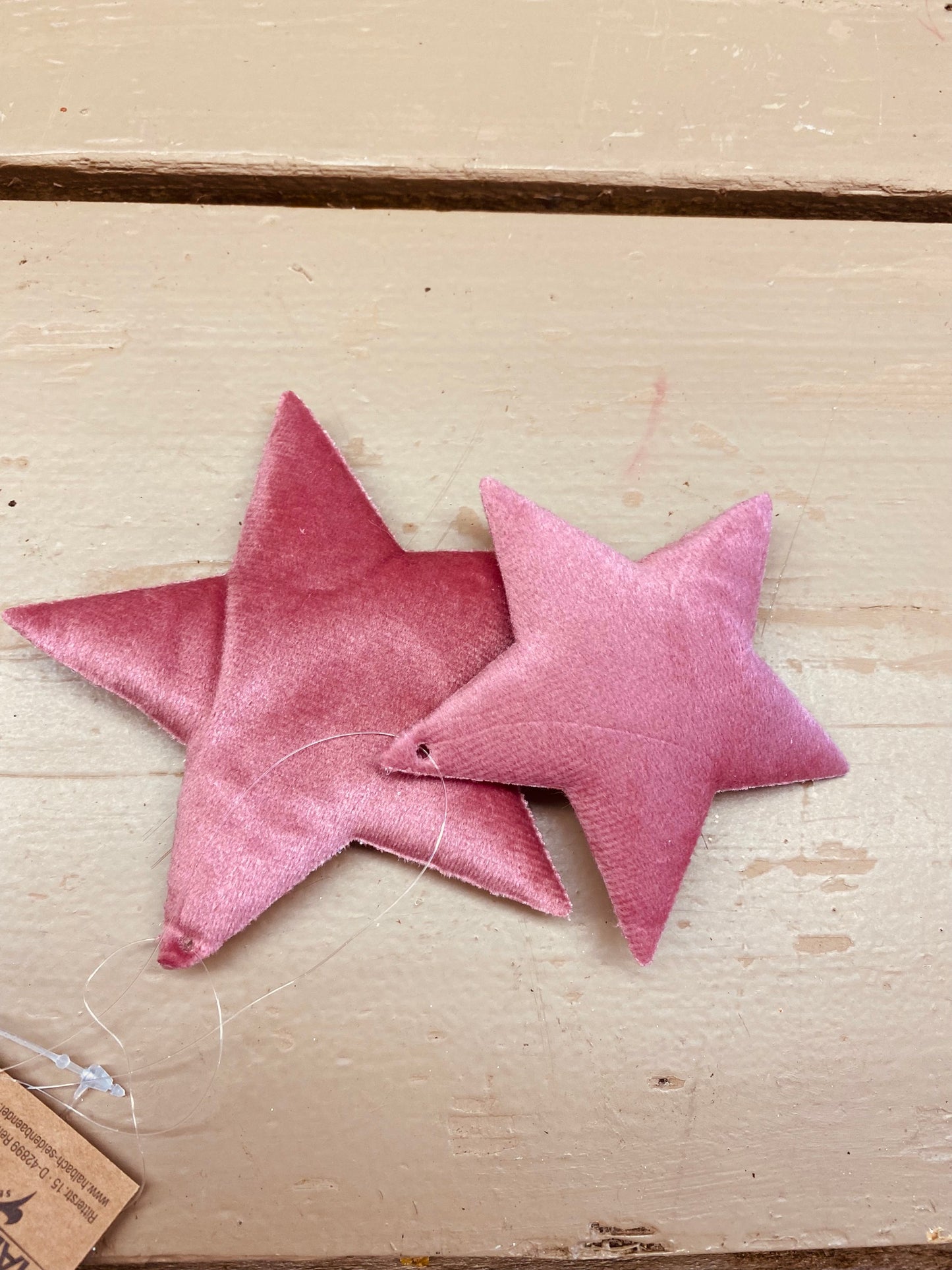 Ster fluweel, fel roze, per 2 stuks, 8,5 bij 10,5cm