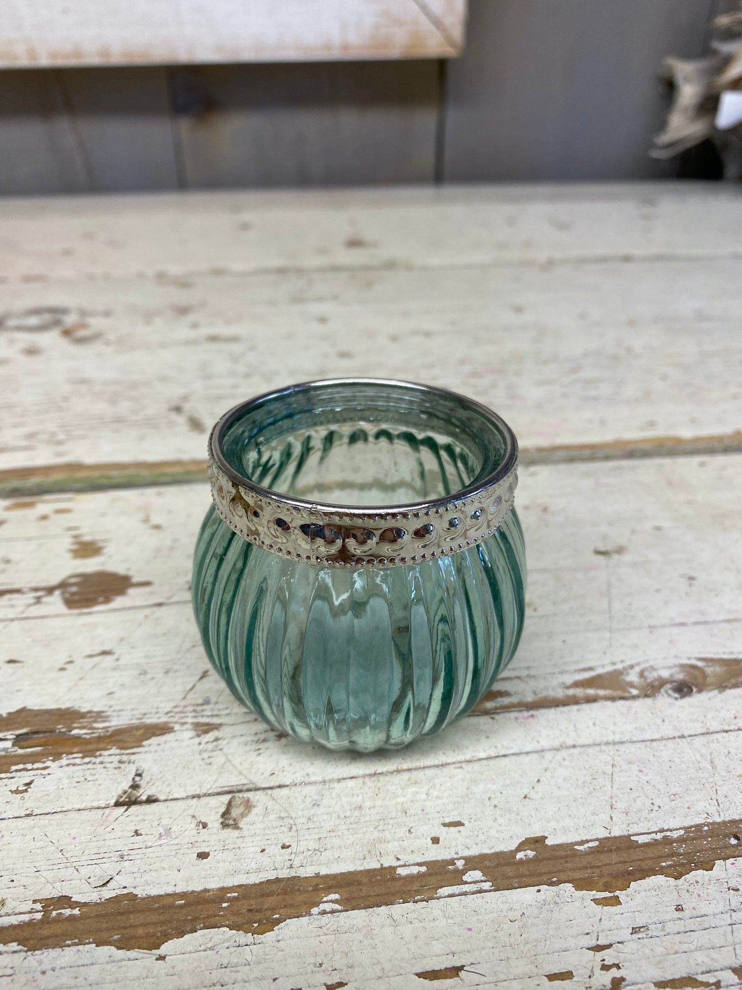 Theelicht bol glas, groen