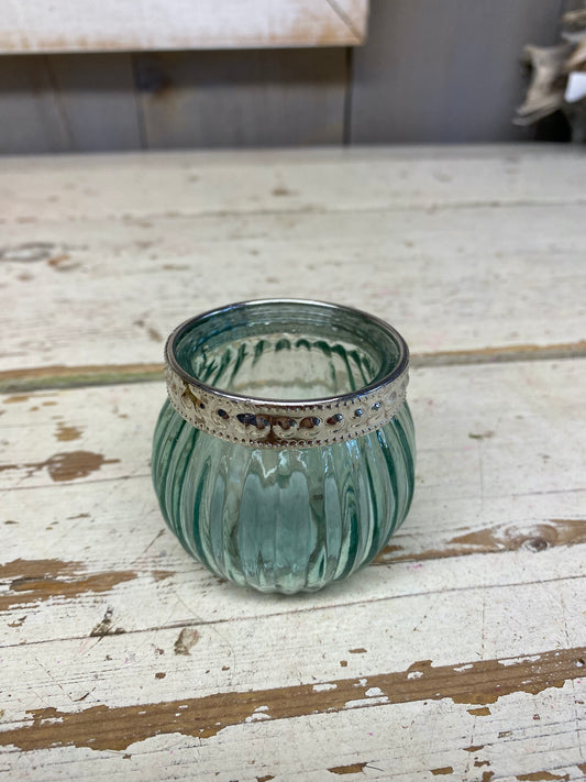 Theelicht bol glas, groen