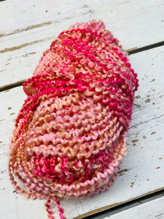 Boucle garen, wol 2mm dik x L70m, diverse kleuren roze