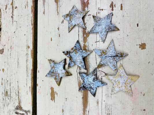 Kerst sterretjes, Coconut, white washed, per 7 stuks