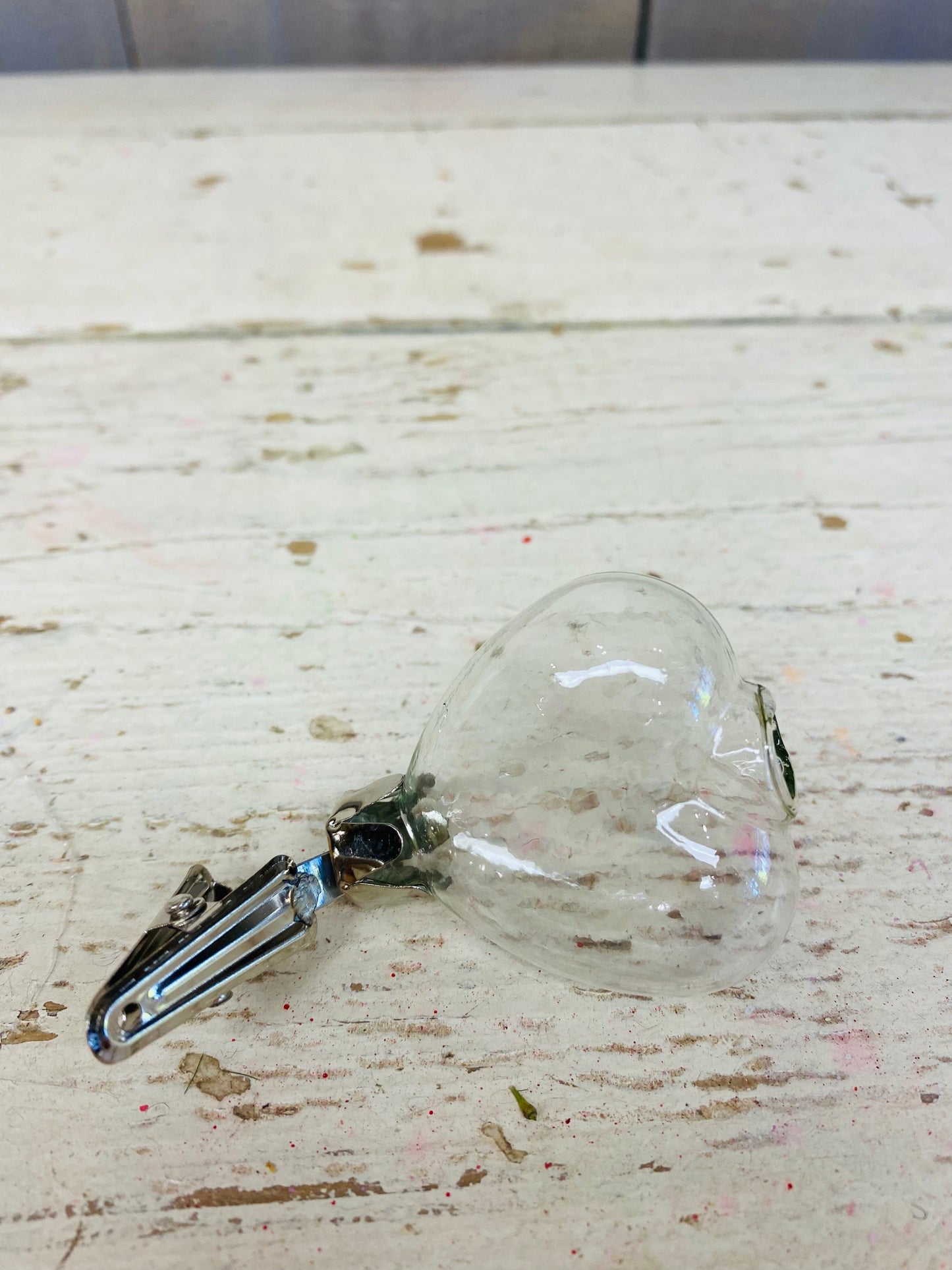 Glazen hartjes vaasje met klip, per stuk, H5cm (glas)