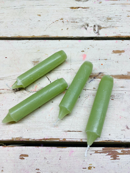 Kaarsjes, zacht groen, L 10cm, per 4 stuks