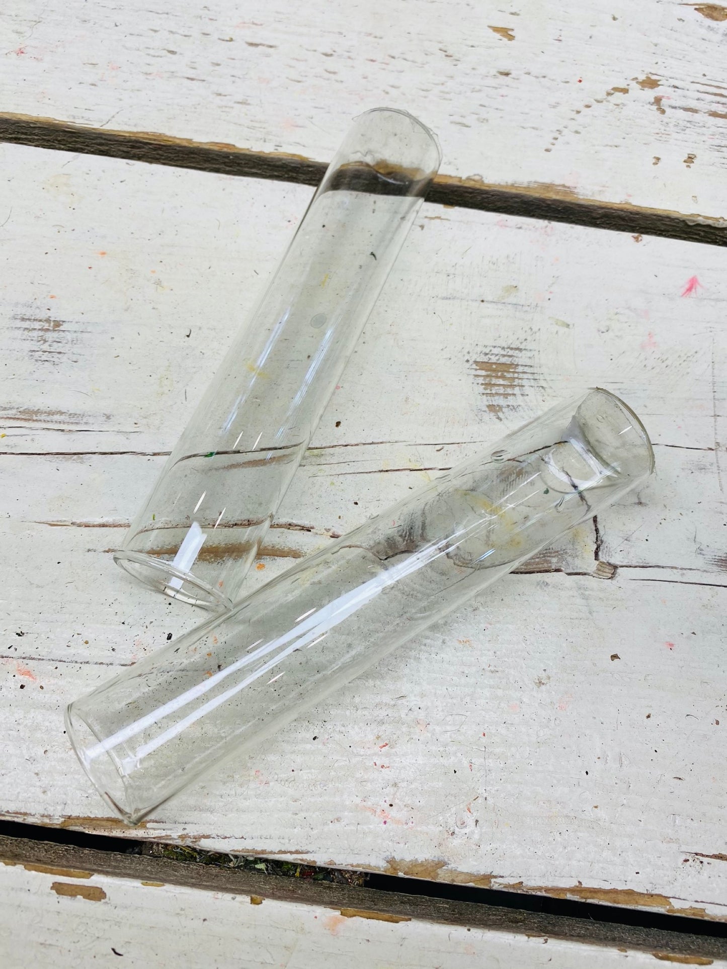 Reageer buis, glas vlakke bodem, per stuk, H 20cm, D 3cm